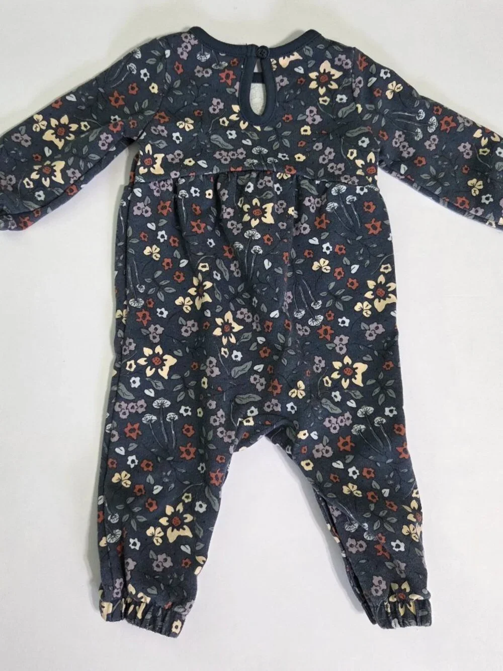 Carter's Child of Mine Floral One Piece Long Sleeve 3-6 month Romper, Green/Navy